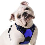 Eagloo Dog Harness Medium, No Pull Pet Harness Adjustable, Front Clip Vest Harness, Soft Padded Dog Vest, Reflective No-Choke Breathable with Easy Control Handle, Blue, M