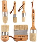 Chalk & Wax Paint Brush (Set of 6) for Waxing & Painting Projects – 100% Natural Boar Bristles, Ergonomic Handles, Minimum Shedding – Smooth Coverage for Furniture, Milk Paint & Stencil