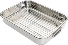 KitchenCraft Roasting Tin with Rack, Stainless Steel Roasting Tin, Large, 43 x 31 cm, Silver