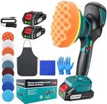 Cordless Car Polisher 6"(150mm Dual Action Buffer Machine with 2×21V 2000mAh Batteries, 13pcs Car Polishing Kit, 6 Variable Speeds 5500RPM, Car Buffer Polisher for Waxing, Detailing & Scratch Removal