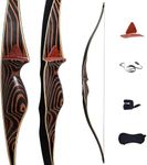 Deerseeker Archery 54" Traditional Bow Hunting Longbow with Bamboo Core Limbs Handmade Recurve Bow RH/LH for Targeting Practice Shooting Youth & Adults Bow Set （Right Hand，75lbs）