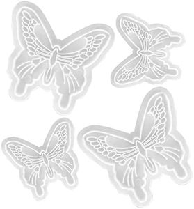 4Pcs Butterfly Fondant Mold Tiny Silicone Wings Fondant Cutter Butterfly Fondant Mold for Wedding Cake Decoration Sugarcraft Candy Fondant Grass Cutter for Gum Paste