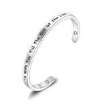 PLITI I Am With You Till The End Of The Line Stainless Steel Cuff Bangle BFF Bracelet Friendship Gift (Till the End)