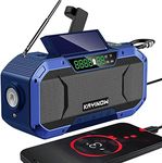 Portable Bluetooth Speaker w/AM FM Radio - 5000mAh Battery Powered Emergency Hand Crank Radio, Waterproof Solar Radio w/Antenna Reading Lamp, LED Flashlight, SOS Alert, Cell Phone Charger