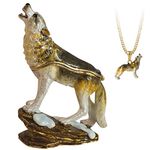 Arora Secrets from Hidden Treasures 1087 Wolf Howling Trinket Box, Metal, As Pictured, Height 9.5cm