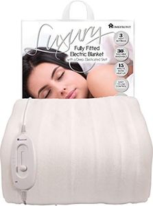 Homefront Electric Blanket Single Bed Size - 200 x 107 x 40cm Fitted Heated Mattress Cover Underblanket - Elasticated Skirt, Fast Heat Up, Machine Washable, Safe for All Night Use