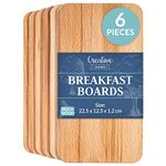 Creative Home 6 x Small Wooden Cutting Chopping Board | 22.5 x 12.5 x 1.2cm | Natural Beech Wood - Better than Bamboo | Rectangular Kitchen Board | for Meat, Fruit, Bread, Serving Platter | Reversible