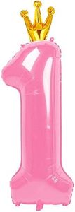 40 Inch Number Balloon 1 for First Birthday, Wild One Giant Balloons, Pink Baby Girl 1st Birthday Decorations, 1 16 18 21 Birthday Balloons