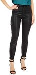 7 For All Mankind Skinny Cargo Jeans for Women, Black Coated, 28 Regular