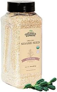 HQOExpress | Organic White Sesame Seed | Raw Sesame Seeds for Cooking and Food Seasoning - Semillas de Ajonjoli - Non-GMO, Vegan & Certified Kosher - 20 oz. Chef Jar