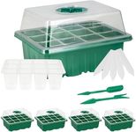 Stormshopping 10PACK Seed Sarter Kit (12 Cells per Tray) Humidity Adjustable Plant Starter Kit with Dome and Base Greenhouse Grow Trays for Seeds Growing Starting - Green