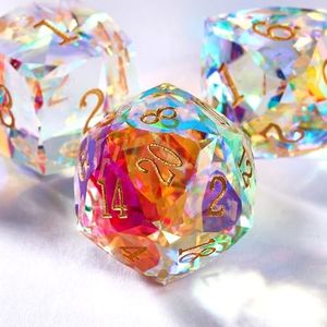 Prism Gemstone DND Dice Set, 7-Piece Stone Dice for Dungeons and Dragons, ND Stone Dice for Dungeons and Dragons, Premium D&D Accessories and Gifts