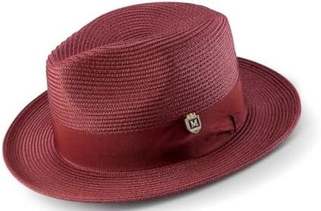 MONTIQUE - Unisex Solid Color Wide Snap Brim Pinch Fedora, Straw Fedora Hat for Men, Mens Fedorah Hat, Panama Men, Womens Fedorah - Burgundy - Small - H42