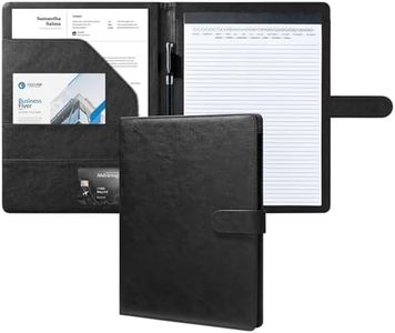 Mymazn Padfolio Portfolio Folder, Faux Leather Interview Resume Folder with Document Organizer & Business Card Holder, Letter-Sized Notepad Legal Pad Holder for Men Women (Black)