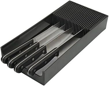 Plastic KNIFEdock - In-Drawer Knife Storage for your kitchen. Replace your knife block with a revolutionary product. Clear your counter top of clutter, and easily identify the desired knife. KNIFEdock