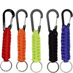 5 Pcs Keyring with Carabiner, Paracord Keychain Carabiner, Paracord Keychain Hook, Paracord Lanyard Clips, Braided Paracord Carabiner, for Men Women Outdoor Camping Hiking