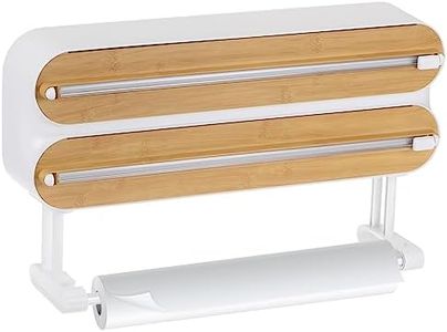 uxcell 3 in 1 14"x2.6" Plastic Wrap Dispenser with Cutter and Magnetic Bottom, Suitable for Tin Foil, Plastic Cling Wrap, Aluminum Foil - Wood Color