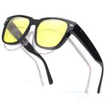 Myiaur Night Vision Driving Glasses Fit Over Glasses for Women, Yellow Tinted Lens Polarised Anti Glare Glasses for Nighttime/Rainy/Foggy