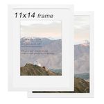 RUN HELIX 11x14 Picture Frame, 11x14 Frame Set of 2, 11x14 White Frame with Mats, 11x14 Photo Frame for Wall Mount, Decorating Rooms, Keep Precious Memories! (White)