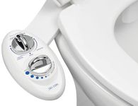 Luxe Bidet Neo 185 (Elite Series) - Self Cleaning Dual Nozzle - Fresh Water Non-Electric Mechanical Bidet Toilet Attachment w/ Strong Faucet Valves and Metal Hoses (white and white)