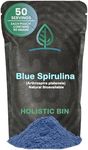 Blue Spirulina Powder by Holistic Bin | Organic Blue Green Algae Powder for Supplements, Smoothies, & Baked Goods | Rich Source of Vegan Protein, Vitamins, & Phytonutrients (50 Grams)