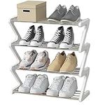 NIAWECAN White Shoe Rack，Small Shoe Rack，4 Tier Shoe Rack，Mini Shoe Organizers，Narrow Space Storage，Kids Shoe Shelf Storage Shoe Stand Organizer Closet Entryway Hallway 45 * 19 * 51，White，4 Tier