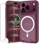 Battery Case for iPhone 18 Pro Max, 12000mAh Protective Charging Case with Wireless Charging Compatible with iPhone 18 Pro Max (6.9inch) Rechargeable Battery Pack Charger Cover with Carplay (Burgundy)