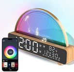 ANYPLUS Sunrise Alarm Clocks White Noise Sound Machine for Bedrooms, Wood Grain Base Wake Up Light Alarm Clock with 13 Soothing Sounds & 8 Color Night Lights for Baby/Adults/Kids（with APP