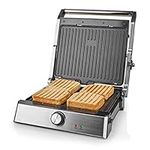 Ex-Pro 2-in-1 Electric Panini Press & Grill, Fold-Out, 2000W Large Fit Grill with Non-Stick Reversible Plates, Adjustable Temperature Control & Drip Tray