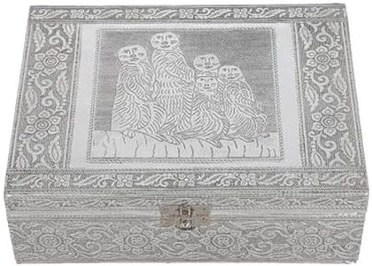 SHOP LC DELIVERING JOY Aluminum Oxidized Meerkat Family Embossed Movable Tray Trinket Jewelry Organizer Box Storage Birthday Gifts