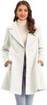 Allegra K Notched Lapel Coat for Women's Outwear 2023 Single Breasted Belted Long Winter Coats White X-Large