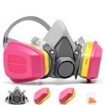 RANKSING Reusable Half Facepiece Shield with 60923 Filters to Against Dust, Fumes, Asbestos while Painting, Spraying, Sanding, Welding, Construct, DIY and Other Worker PPE