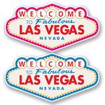 2 x Las Vegas Sign Vinyl Stickers iPad Laptop Car Suitcase Travel Labels #4812 (10cm Wide x 5.2cm Tall)