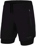 TCA Men's Ultra 2 in 1 Running/Gym Shorts with Zipped Pocket - Anthracite (2X Zip Pockets), L