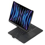 HENGHUI 360 Rotatable Touch Keyboard for iPad Pro 11 inch M4 2024 Backlight Keyboard with Trackpad, Bluetooth Foldable Keyboard Cover,Black