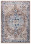 GLN Rugs Machine Washable Area Rug with Anti-Slip Rug Pad, Rugs for Living Room, Rugs for Bedroom, Bathroom Rug, Kitchen Rug, Printed Vintage Rug, Home Decor Traditional Carpet, 3' x 5'2"