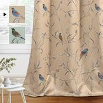 H.VERSAILTEX Blackout Curtains for Bedroom 84 Inches Length Thermal Insulated Birds Rustic Printed Curtain Drapes for Living Room Energy Efficient Room Darkening Home Decoration Pair 2 Panels, Taupe