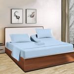 Split Head Flex King Sheets Sets for Adjustable Beds-Split Head Bed Sheet Set King-Split Down 34 inches from The top-100% Cotton Sheets 600-Thread-Count-Split Head Sheets -Light Blue Solid Split Head