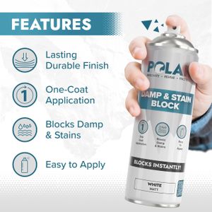 Polar Damp & Stain Block Spray 500ml – Matt White, Anti-Mould Paint for Walls & Ceilings