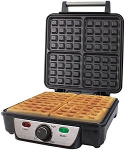 Quest 35940 Four Slice Deep Fill Waffle Maker/Non-Stick Hot Plates/Adjustable Temperature/Stainless Steel with Cool Touch Handle / 1100W