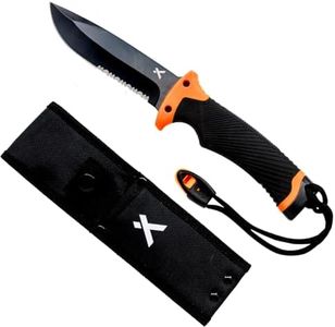 Bear Grylls Ultimate Knife - Fixed Blade Knife, Full Tang Knife with Serrated Edge, Fire Striking Edge, and Emergency Whistle, Includes Sheath - 4.75” Blade, Stainless Steel Blade, Black