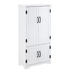 HOMCOM Accent Floor Storage Cabinet Kitchen Cupboard with Adjustable Shelves and 2 Lower Doors, White