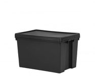 TENLITE Extra Large 62L Black Bam Plastic Storage Box with Lid | Strong Impact Resistant Heavy Duty Containers Stackable and Nestable | Recycled Plastic