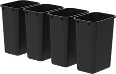 Storex Large 10.25 Gallon Trash Bin – Plastic Garbage and Waste Bin for Office and Home, 15 x 10.5 x 20.75 Inches, Obsidian, 4-Pack (00700A04C)