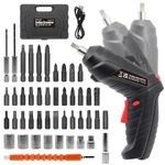 Electric Drill Screwdriver, 47 in 1 Portable Cordless Screwdriver Set Rotated 90 Degrees Electric Screwdrivers Cordless Handle with Led Worklight and Charger for Home Office DIY Tools