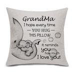 Grandma Gift I Hope Every Time You Hug This Pillow It Reminds You How Much I Love You Cushion Cover for Grandma from Grandchildren Grandmother Birthday Mother's Day (I love you-grandma)