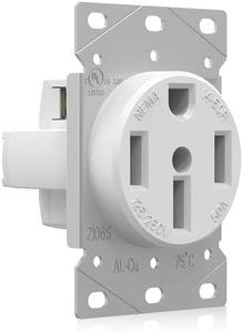 ELEGRP White 50 Amps 125/250V Range Oven Stove Receptacle, Flush Mounting Power Outlet, NEMA 14-50R, Straight Blade Heavy Duty Range Receptacle, Grounding, 3 Pole 4 Wire, UL Listed, 1 Pack