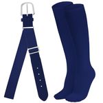 Dxhycc Youth Baseball Socks and Belt Combo Set Softball Baseball Socks and Belt Elastic Waist Belt for Youth Boys Girls, Navy Blue, Youth