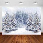 Avezano Winter Scene Christmas Backdrop Wonderland Snowflake Photography Background White Snow Forest Christmas Party Backdrop Decorations Photo Studio Props (7x5ft)