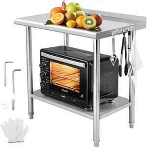 GarveeTech Stainless Steel Prep Table, 24x30 Inch NSF Commercial Work Table with Adjustable Undershelf for Kitchen Restaurant